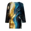 3/4 Sleeve Cotton Tops for Womens Dressy Shirts Crewneck Tops,Women Tunic Casual Loose Fit Shirt Floral Print Blouse view 3