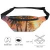 Fanny Pack for Men Women Sunrise Tropical Palm Tree Island Waist Pack Small Belt Bag with Adjustable Strap Waterproof Sling Bag Fashion Crossbody Bag Bum Bag for Travel Hiking Running view 2