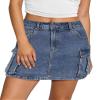 Luvamia Women's Denim Cargo Skirt - Short Jean Pencil Skirt in Blue Tides - Size Large (Fits 12-14) view 1