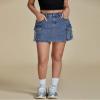 Luvamia Women's Denim Cargo Skirt - Short Jean Pencil Skirt in Blue Tides - Size Large (Fits 12-14) view 3