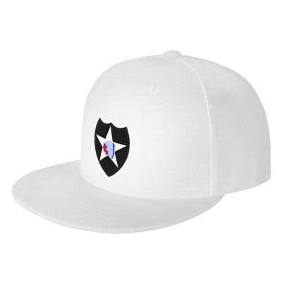 2Nd Infantry Division SSI Snapback Hat for Men Women Baseball Cap Trucker Flat Bill Hats Dad Caps White