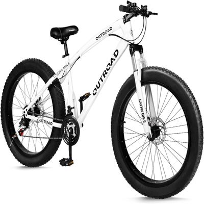 Betterland 26 Inch Bicycle Wheels, Fat Tire Mountain Bike, 21-Speed with Dual Front Suspension, High Carbon Steel Frame with Double Disc Brake and Anti-Slip Bicycle for Adults and Teenagers (FT-White)