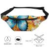 Fanny Pack for Men Women Colorful with Butterfly Waist Pack Small Belt Bag with Adjustable Strap Waterproof Sling Bag Fashion Crossbody Bag Bum Bag for Travel Hiking Running view 2