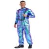 ACSUSS Men's Astronaut Cosplay Costume Adult Space Suit Costume Shiny Full Body Bodysuit Set Blue Large view 3