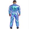 ACSUSS Men's Astronaut Cosplay Costume Adult Space Suit Costume Shiny Full Body Bodysuit Set Blue Large view 4