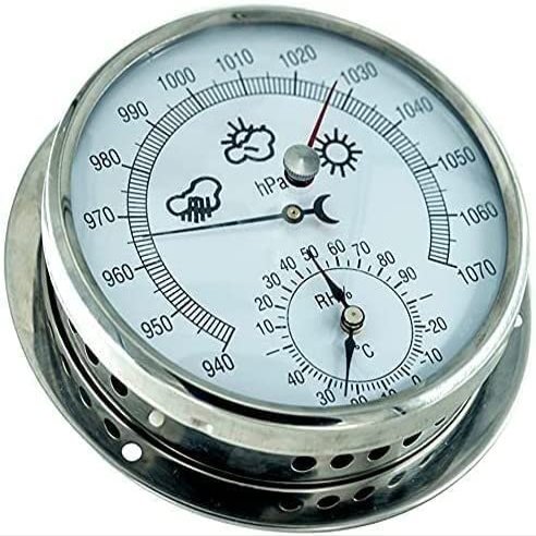 EDCWDTYYEC Barometer Traditional Weather Station 15cm Aneroid Barometer, 3 in 1 Temperature Humidity and Air Pressure, for Hotels, Warehouses, Offices Barometer(B)