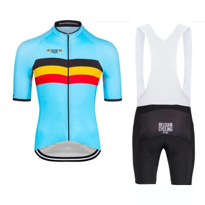 2024 Pro Team BELGIAN Cycling Jersey Set For Men,Breathable MTB Bike Shirt Bib Short Kits GEL Paddad (M)