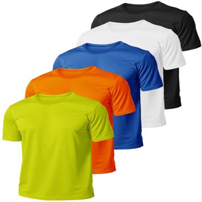 5 Pack Mens Short Sleeve Quick Dry Active Athletic T Shirt Running Gym Workout Tee Tops