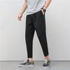 DGHM-JLMY Men's Summer Thin Ice Silk Sweatpants Fashion Breathable Tapered Pants Lightweight Stretchy Jogging Ankle Pants (Black 1,Medium) view 3