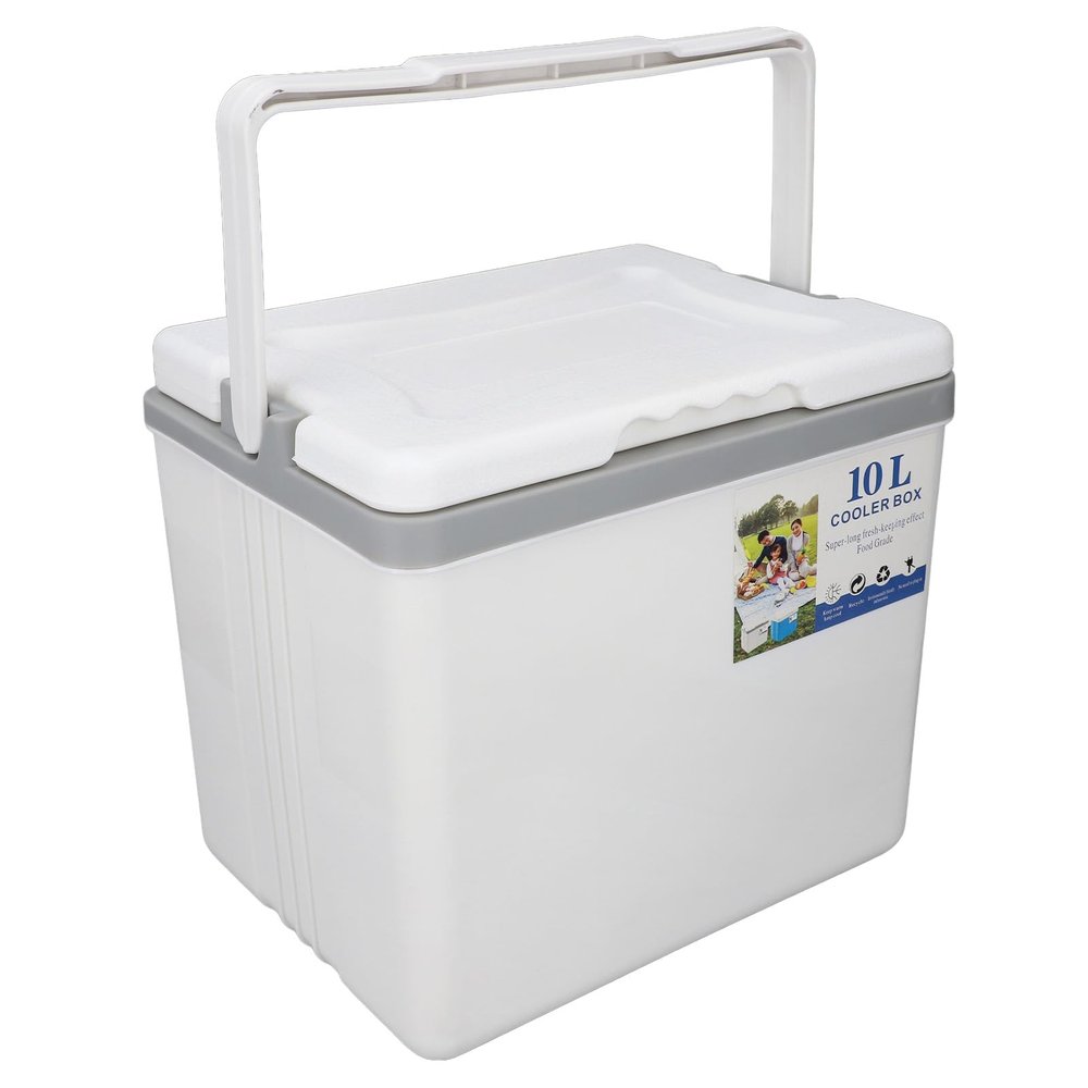 10L Hard Cooler, 11.4x8.9x10.4in, Insulated Portable Cooler with Heavy Duty Handles, Can Cooler, for Drink, Beach, Beverage, Camping, Picnic, Fishing, Cake (White)