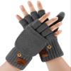 CHENMEI Winter Fingerless Gloves for Men Women - Mittens Finger Wool Gloves with Flip,Warm Half Finger Knitted Cold Weather view 1