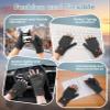 CHENMEI Winter Fingerless Gloves for Men Women - Mittens Finger Wool Gloves with Flip,Warm Half Finger Knitted Cold Weather view 4