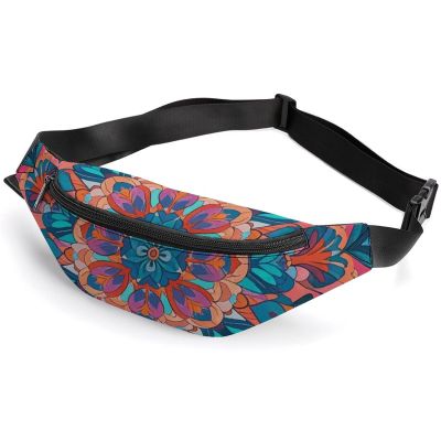 Fanny Pack for Men Women Bohemian Psychedelic Peacock Mandala Waist Pack Small Belt Bag with Adjustable Strap Waterproof Sling Bag Fashion Crossbody Bag Bum Bag for Travel Hiking Running
