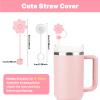 9PCS Cup Accessories for Stanley 40oz Tumbler Including 2 Straw Covers, 2 Replacement Straws, 1 Straw Brush, 1 Silicone Spill Proof Stopper set (Pink) view 2