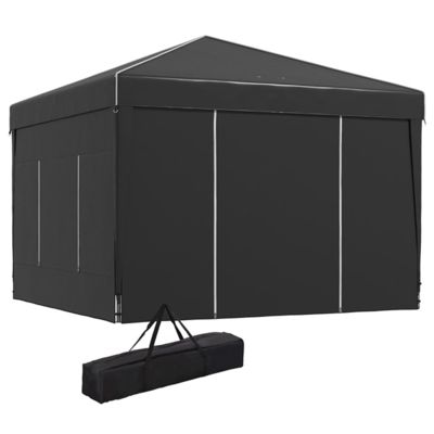 9.7' x 9.7' x 8.4' Foldable Camping Tent, Tent, Patio Gazebo, Outdoor Camping, 2 Zippered Mesh Windows, 3-Level Height Adjustable, Top Drainage Holes, Suitable for Patio, Backyard, Black