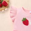 IDOPIP Infant Baby Girls Birthday Romper Tutu Dress Toddler Ribbed Knit Pageant Tulle Dress with Headband Cake Smash Baptism Outfit Strawberry Embroidered Christening Gown Strawberry 9-12 Months view 4
