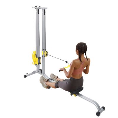 Eleeferri Folding Power Rack with LAT, Multifunctional Power Cage with Pulley, Pulling / Lifting/ Rowing for Bicep Tricep Shoulder Chest Back Weight Lifting Home Gym Strength Training Equipment