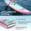 Goplus Inflatable Stand Up Paddle Board, 10FT/10.5FT/11FT SUP with Accessory Pack, Adjustable Paddle, Carry Bag, Fin, Hand Pump, Leash, Repair Kit (Pink+Mint Green Wave, 11 FT) view 2