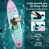 Goplus Inflatable Stand Up Paddle Board, 10FT/10.5FT/11FT SUP with Accessory Pack, Adjustable Paddle, Carry Bag, Fin, Hand Pump, Leash, Repair Kit (Pink+Mint Green Wave, 11 FT) view 3