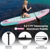 Goplus Inflatable Stand Up Paddle Board, 10FT/10.5FT/11FT SUP with Accessory Pack, Adjustable Paddle, Carry Bag, Fin, Hand Pump, Leash, Repair Kit (Pink+Mint Green Wave, 11 FT) view 4