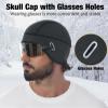 MELASA Winter Helmet Liner Skull Cap for Men Women, Thermal Beanie Fleece Lined Ear Warmers Cycling Cap with Glasses Holes, Fit Under Helmet Emerald Green view 3
