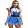 Oyolan Adult Galatic Alien Babe Costume for Women Fly Sleeve Bodysuit Extraterrestrial Halloween Outfit Blue Medium view 2