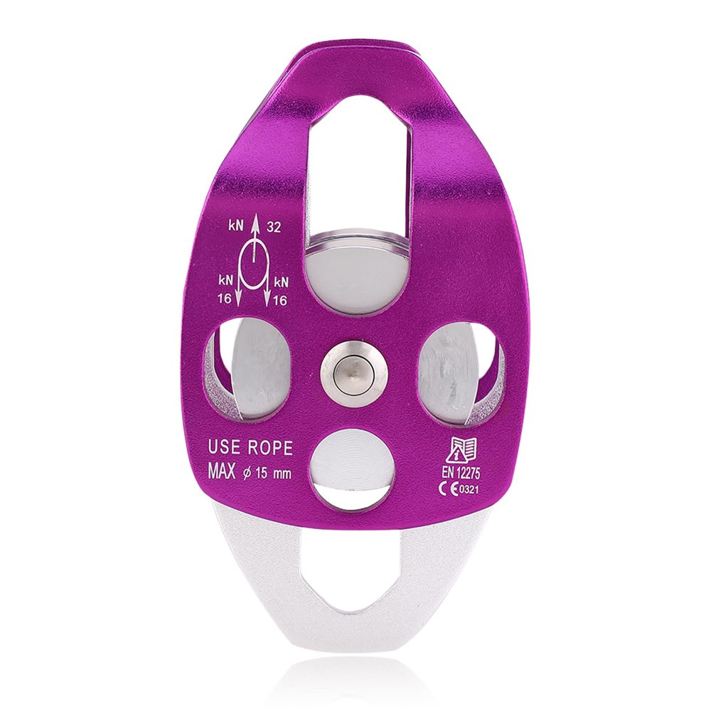 equlup Micro Climbing Pulley, Outdoor Side Swing Double Pulley Aviation Aluminum High Strength Climbing Safety Equipment for Rock Climbing Mountaineering