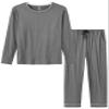 MoFiz Mens Long Sleeve Pajama Set 2 Piece Nightwear Loungewear Sleepwear Ultra Soft Modal Top Pants with Pockets Christmas Pyjamas Set Grey 2X-L arge view 1