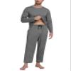 MoFiz Mens Long Sleeve Pajama Set 2 Piece Nightwear Loungewear Sleepwear Ultra Soft Modal Top Pants with Pockets Christmas Pyjamas Set Grey 2X-L arge view 2