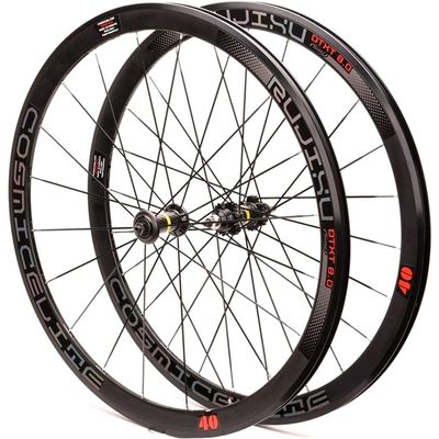 Bicycle Bike Wheel Set 700C Road Bike Wheelset Double Wall Rim 40Mm Fixed Gear Bike Wheel 1.37 24 TPI Single Speed Carbon Fiber Hub Sealed Bearing Bicycle Wheel(A)