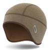MELASA Winter Helmet Liner Skull Cap for Men Women, Thermal Beanie Fleece Lined Ear Warmers Cycling Cap with Glasses Holes, Fit Under Helmet Brown view 1