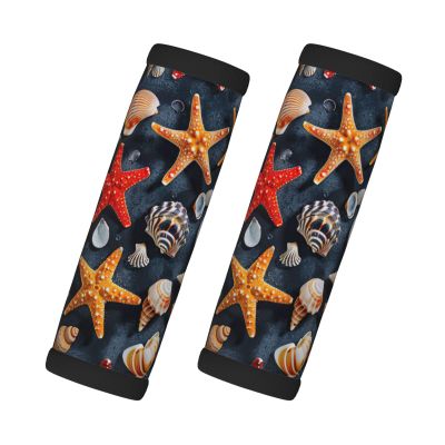 2 Packs Starfish and Seashell Pattern Luggage Handle Wraps for Suitcase Comfort Soft Luggage Handle Covers for Travel