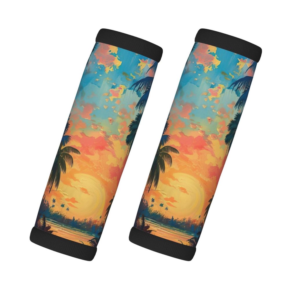 2 Packs Tropical Sunset Luggage Handle Wraps for Suitcase Comfort Soft Luggage Handle Covers for Travel
