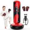 QPAU Punching Bag for Kids, 66 Inch Stable Inflatable Boxing Bag with Boxing Gloves, Stand Kids Punching Bag Toy for Boys & Girls Age 6-12, Boxing Set for Practicing Karate, Taekwondo, MMA (Black&Red) view 1
