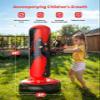 QPAU Punching Bag for Kids, 66 Inch Stable Inflatable Boxing Bag with Boxing Gloves, Stand Kids Punching Bag Toy for Boys & Girls Age 6-12, Boxing Set for Practicing Karate, Taekwondo, MMA (Black&Red) view 3