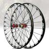 Bicycle Bike Wheel Set 26'' 27.5'' 29'' Bike Wheelset, Thru Axle Mountain Bike Front Wheel Rear Wheelset Double Layer Disc Brake 24-Bolt Straight-Pull Hub For 7-12 Speed Bicycle Wheels Wheelset(Red,27 view 1