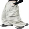 SANGTREE Girls' Baggy Cargo Pants Y2k Drawstring Elastic Waist Streetwear Hip Hop Casual Trousers, Off-White, 7-8 Years = Tag 140 view 2