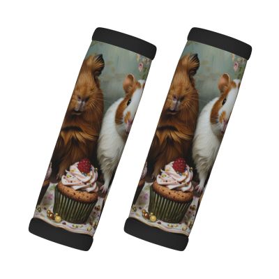 2 Packs Guinea Pigs and Cupcakes Luggage Handle Wraps for Suitcase Comfort Soft Luggage Handle Covers for Travel