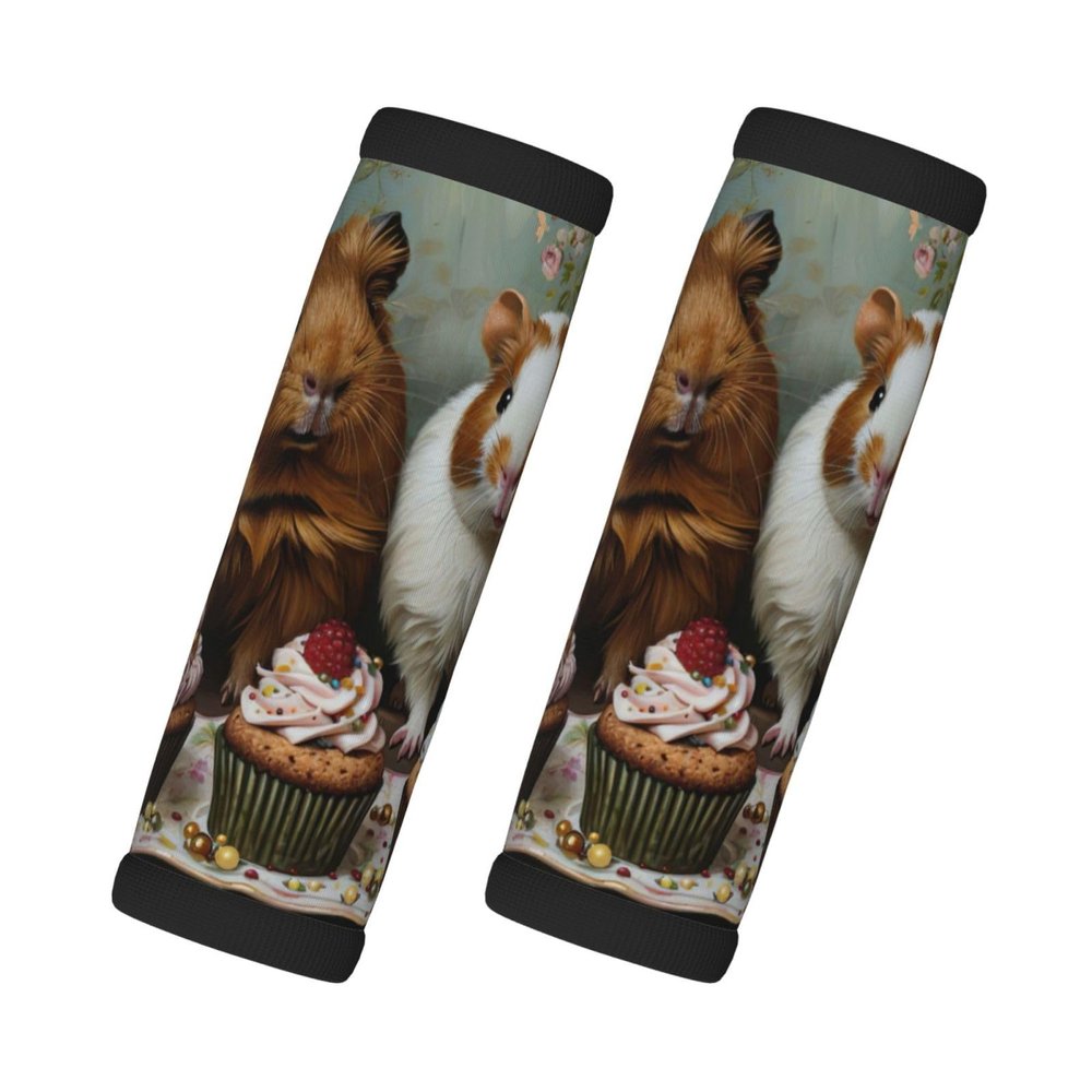 2 Packs Guinea Pigs and Cupcakes Luggage Handle Wraps for Suitcase Comfort Soft Luggage Handle Covers for Travel