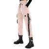 MEINVQIAOTI Black Cargo Pants for Women Techwear Women Loose Street Rock Style Casual Black Pants with Chain Goth Pants (Pink,L) view 1