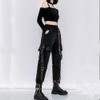 MEINVQIAOTI Black Cargo Pants for Women Techwear Women Loose Street Rock Style Casual Black Pants with Chain Goth Pants (Pink,L) view 3