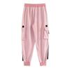 MEINVQIAOTI Black Cargo Pants for Women Techwear Women Loose Street Rock Style Casual Black Pants with Chain Goth Pants (Pink,L) view 4