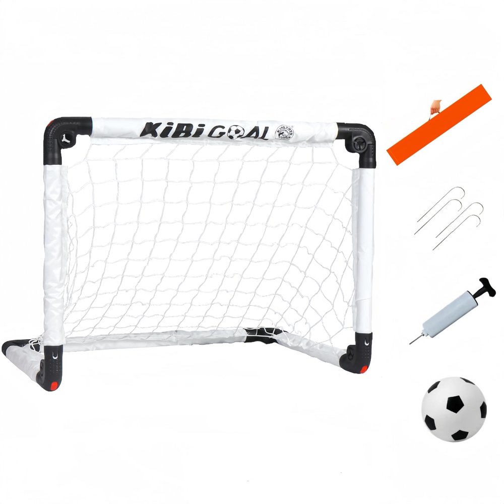 KiBiGOAL Mini Toddler Soccer Goal Set, White Foldable Goal for Kids, Kids Goals for The Backyard + Indoor + Outdoor Soccer Toy(23.62in * 17.72in Toddler Goals + 5.11in Ball)