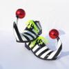 Oyolan Striped Clown Shoes Funny Circus Jester Shoes with Curved Point Jumbo Footwear for Women Men Black White 39/245 Years view 3