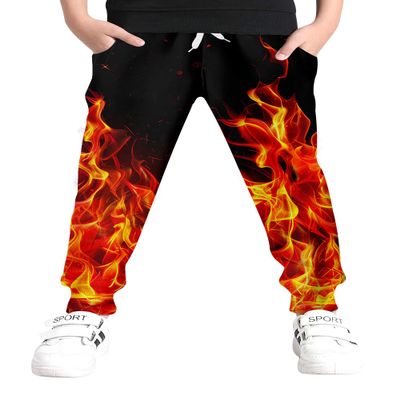 Boys Sweatpants Size 6 7 Spring Casual Loose Flame Kids Pants with Pocket Fall Outfits Size 7 Kids Red Fire Activewear Joggers Students Running Jogging Boys Clothes