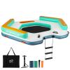 Goplus Inflatable Floating Dock, 8.7FT x 8.7FT Inflatable Dock Platform w/Detachable Ladder, Carry Bag, Water Mat Floating Platform Island Raft for Lake, Beach, Pool view 1