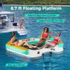 Goplus Inflatable Floating Dock, 8.7FT x 8.7FT Inflatable Dock Platform w/Detachable Ladder, Carry Bag, Water Mat Floating Platform Island Raft for Lake, Beach, Pool view 2
