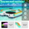 Goplus Inflatable Floating Dock, 8.7FT x 8.7FT Inflatable Dock Platform w/Detachable Ladder, Carry Bag, Water Mat Floating Platform Island Raft for Lake, Beach, Pool view 3