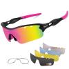 BangLong Polarized Sunglasses for Men & Women, 5 Interchangeable Lenses with UV 400 Protection Lightweight Sports Sun Glasses for Cycling Running Biking Fishing, Pink view 1