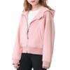 Rolanko Girls Zip Up Cropped Hoodies Long Sleeve Sweatshirts with Pockets Jackets Kids Tops Clothes (Pink, 12-13 Years) view 1